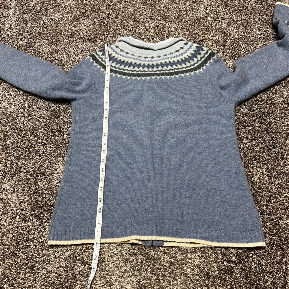 Eddie Bauer 100% Lambswool Fair Isle Nordic Zip Cardigan Sweater M Vintage‎